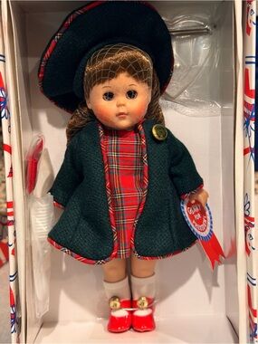 Ginny for President Doll in Green Coat and Red Plaid Dress